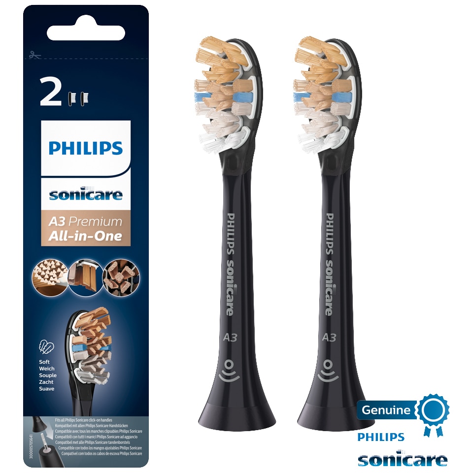 Philips Sonicare tandbørstehoved HX909211 (sort, 2-pak) thumbnail