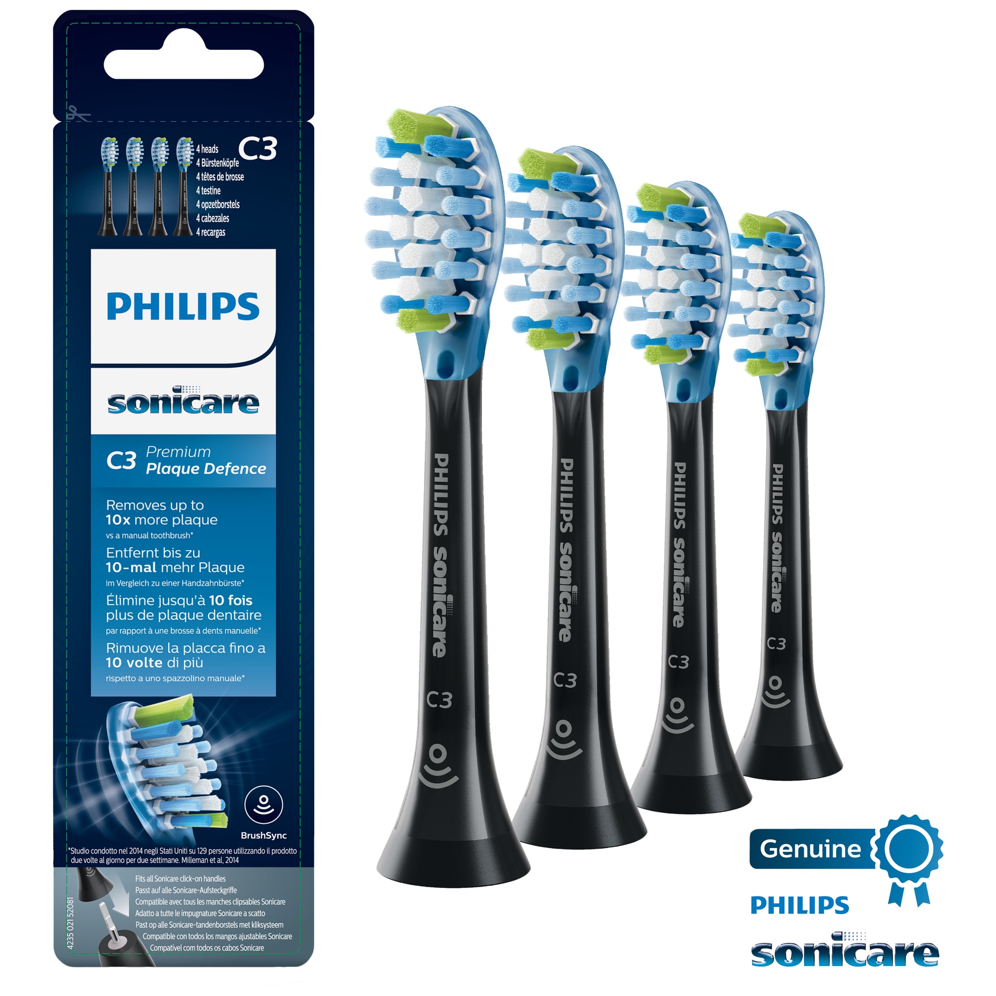 Philips Premium Plaque Defence børstehoveder HX9044/33 (sort)