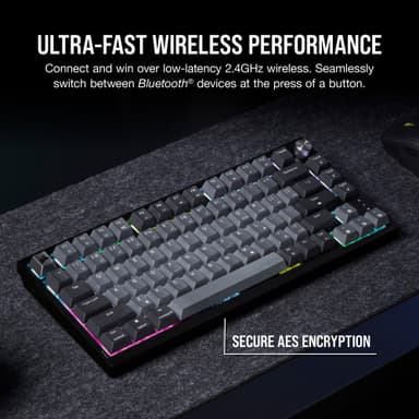 Corsair K65 Plus gaming-tastatur (sort, grå)