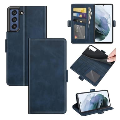 SKALO Samsung S21 FE Premium Wallet Flip Cover - Blå
