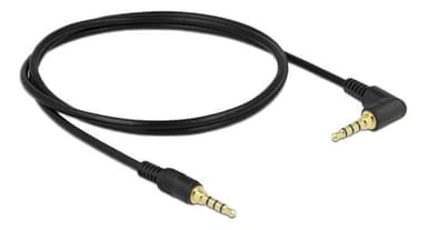 Delock Stereo Jack -kabel 3,5 mm 4 -polet han> han vinklet 1 m sort