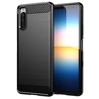 SKALO Sony Xperia 10 III Armor Carbon Stødsikker TPU-cover - Sort