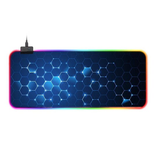 RGB musemåtte sekskantet mønster med 14 lystilstande Sort