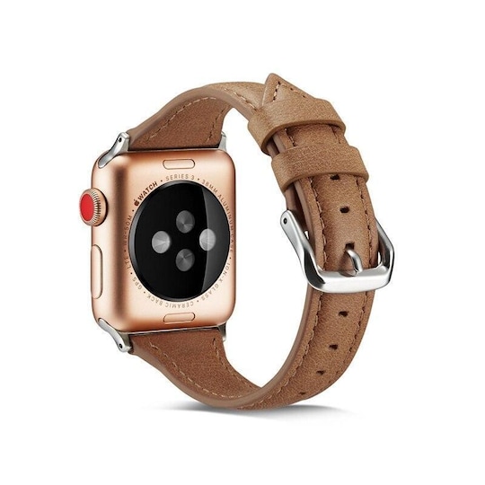SKALO Smalt læderarmbånd Apple Watch 42/44/45/49mm - Lys brun