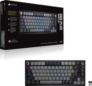 Corsair K65 Plus gaming-tastatur (sort, grå)