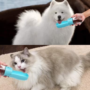 Vandflaske med skål til hund 280 ml Blå