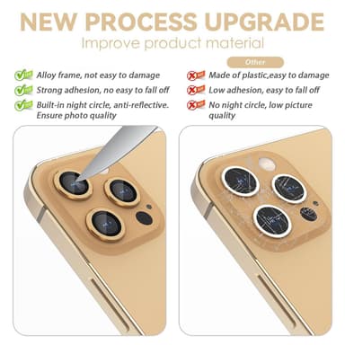 Linsecover iPhone 13 Pro / 13 Pro Max 3-pak guld