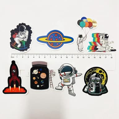 Klistermærker Cartoon Astronaut Space Station 50-pak MultiColor