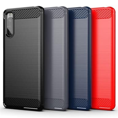 SKALO Sony Xperia 10 III Armor Carbon Stødsikker TPU-cover - Sort
