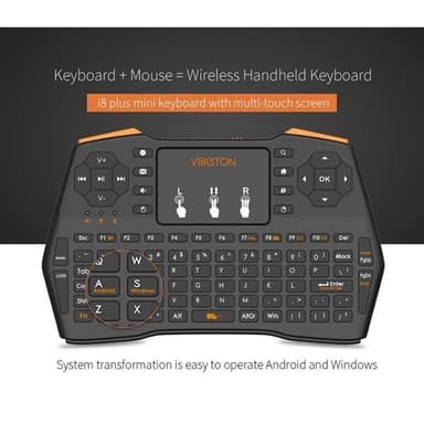 Trådløst tastatur + Touchpad til TV Box / PC mm