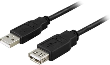 DELTACO USB 2.0 kabel Type A han - Type A hun 2m, sort