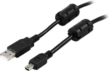 DELTACO USB 2.0 kabel Type A han - Type Mini B han, ferritkerner, 2m,