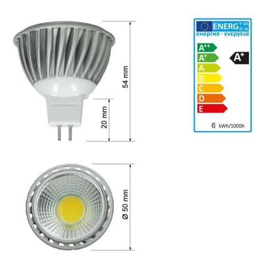 ECD Germany 10 stk MR16 COB 6W spot - omkring 378 lumens - erstatter 40W