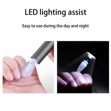 Elektrisk neglelakpen / neglefil med LED - sort