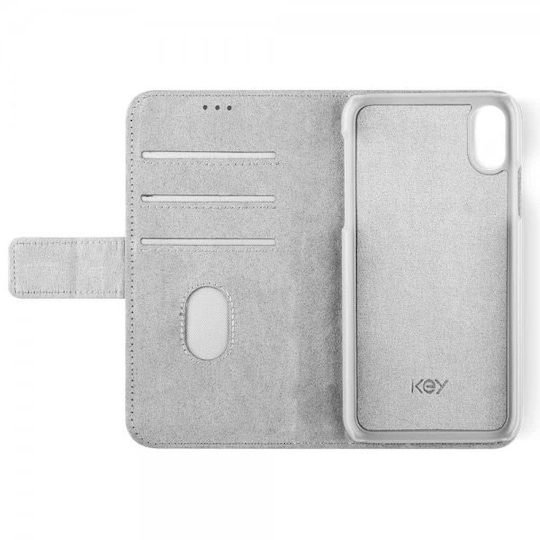 Key iPhone Xr Etui Premium Wallet Sølv Fox Grey