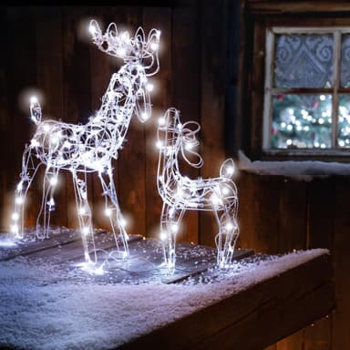 LED Rensdyr julelys til haven hvid - hvid