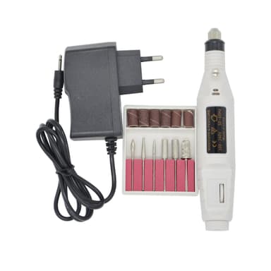 Elektrisk neglefil med 6 bor Hvid