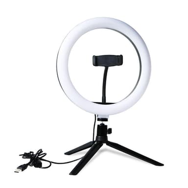 Selfie lampe LED ring (20 cm) med stativ og mobil holder