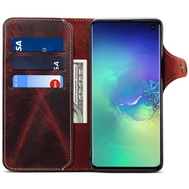 Wallet 3-kort ægte læder Samsung Galaxy S10 (SM-G973F)  - oxblood