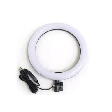 Mobil stativ (30 cm) med LED-ring (16 cm) og fjernbetjening, 3 lyse farver, dæmpbar