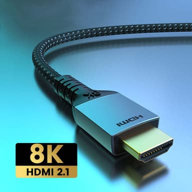 NÖRDIC CERTIFIED CABLES 2m Ultra High Speed HDMI 2.1 4K 8K 60Hz 120Hz 48 Gbps Dynamic HDR eARC VRR nylon flettet kabel Forgyldte kontakter