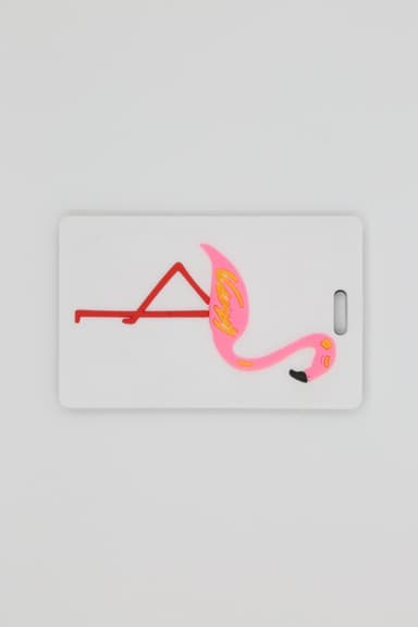 Bagagemærke Flamingo PVC / Gummi Hvid