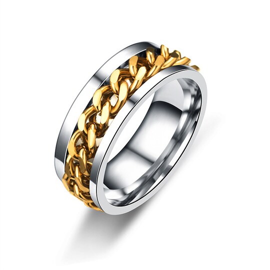 Anti-stress ring med drejelig kæde Guld Size 9 (US standard)
