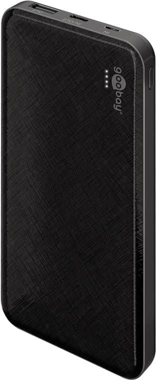 Goobay Powerbank Slimline 10.000 mAh kraftfulde 10.000 mAh i et praktisk og kompakt design med status-LED'er
