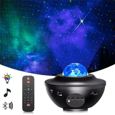 Galaxy-lampe, stjerneprojektor med Bluetooth-højttaler