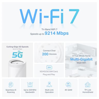 TP-Link Deco BE65 5G WiFi 7 Mesh system (1-pakke)