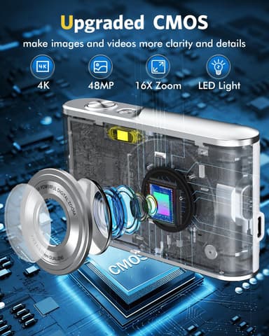 Digitalkamera 4K 48MP 16 x zoom webkamera Sort