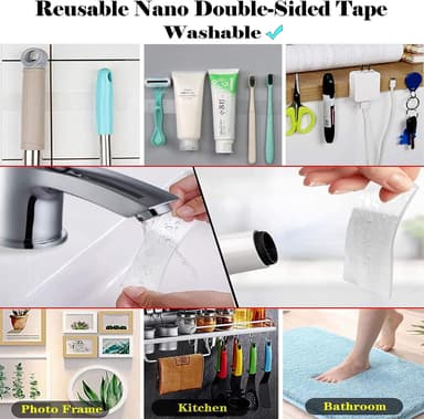 Dobbeltsidet & ikke-mærkende nanotape, 3m - 2 stk Gennemsigtig 300 x 3 x 0.2 cm