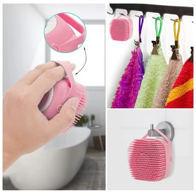 2 i 1 badebørste til hunde - med shampoo dispenser Pink