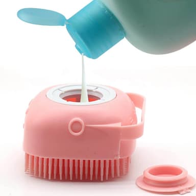 2 i 1 badebørste til hunde - med shampoo dispenser Pink