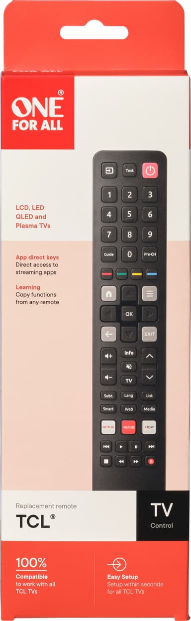 OFA URC 4922 erstatningsfjernbetjening (TCL TV)