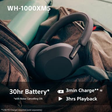 Sony WH-1000XM5 trådløse around-ear høretelefoner (platinum silver)