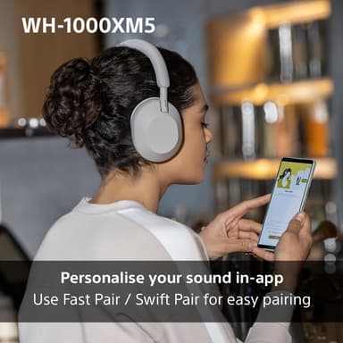 Sony WH-1000XM5 trådløse around-ear høretelefoner (platinum silver)