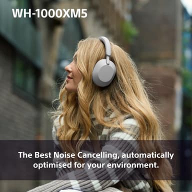 Sony WH-1000XM5 trådløse around-ear høretelefoner (platinum silver)