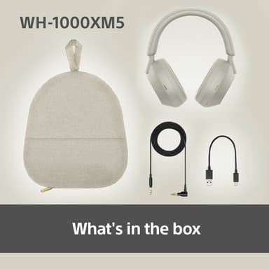 Sony WH-1000XM5 trådløse around-ear høretelefoner (platinum silver)
