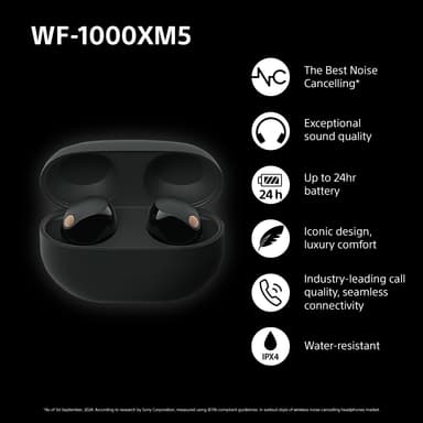 Sony WF-1000XM5 True Wireless in-ear høretelefoner (sort)