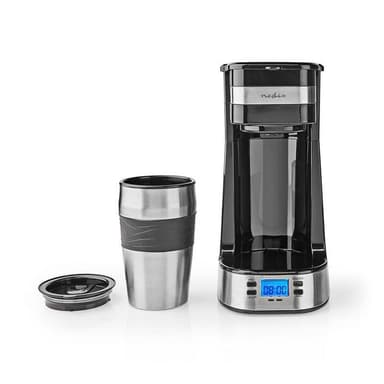 Nedis Kaffemaskine | Filterkaffe | 0.4 l | 1 Kopper | Tænd timer | Sort / Sølv
