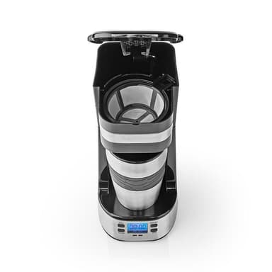 Nedis Kaffemaskine | Filterkaffe | 0.4 l | 1 Kopper | Tænd timer | Sort / Sølv