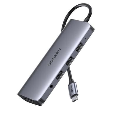 USB Type-C Hub med 100W, Kortlæser, VGA, Ethernet og HDMI-port
