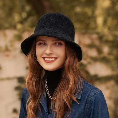 Bøttehat Chenille Sort 55-58 cm