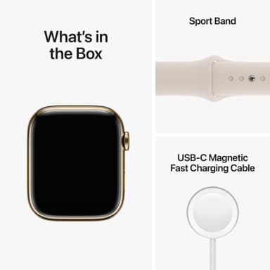 Apple Watch Series 8 45mm Cellular (gold stainless steel/starlight sportsbånd)