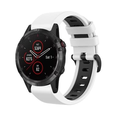 Armband till Garmin Fenix 5 Plus 22mm - Vit & Svart