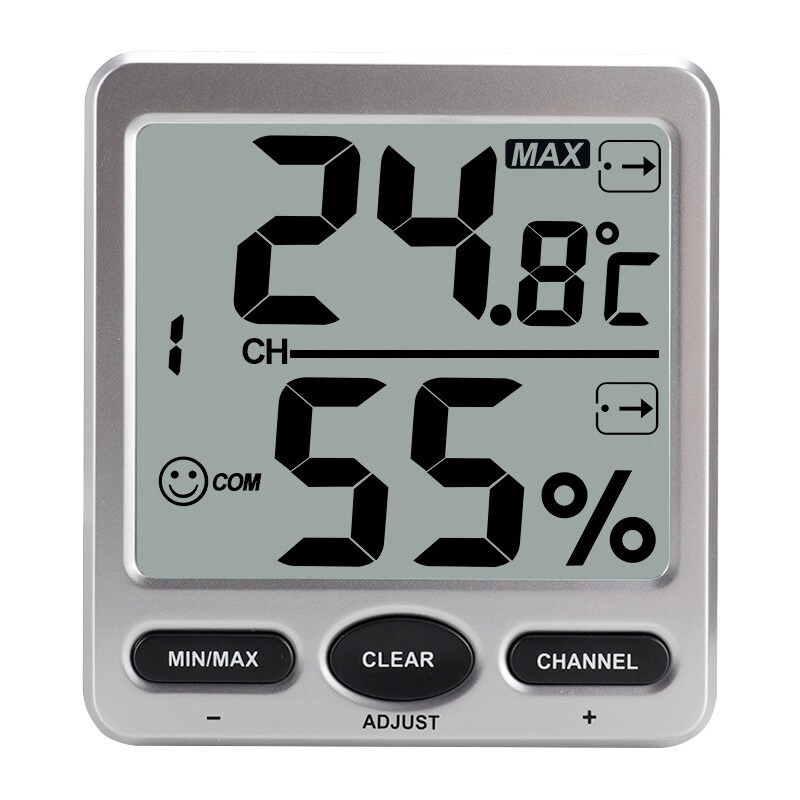 Indendørs digitalt termometer hygrometer Sølv |