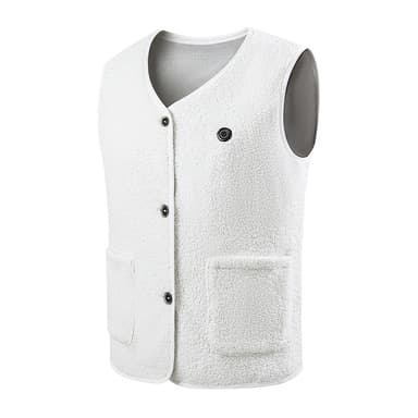 Opvarmet vest Teddy fleecevest med enkelt kontrol, 15 varmezoner Hvid XXL