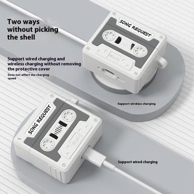 SKALO AirPods 4 Cassette Tape Design Cover - Orange