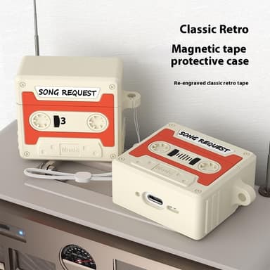 SKALO AirPods 4 Cassette Tape Design Cover - Orange